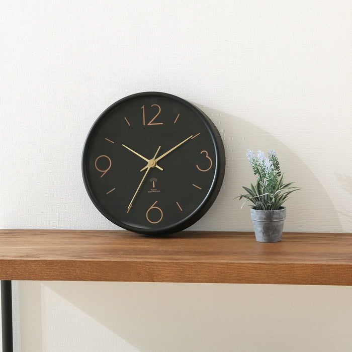 電波掛時計 アリオス Φ25 ブラック ブラック 255 ×45 ×255 fj-28193の画像