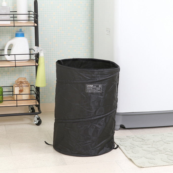 LB ポップアップランドリー バスケット ラウンド ブラック 幅350×奥行350×高さ480 fj-29265の画像