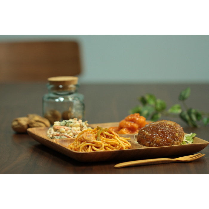 アカシアスクエアトレー 4仕切リ付 ブラウン 250×250×25 fj-30150の画像