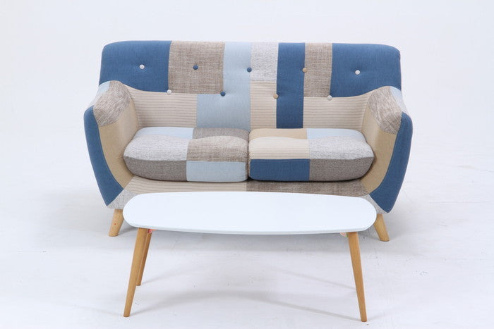 【大型配送】パッチワークソファ ラビスタ 2p BL ブラウン 1340×750×730 fj-34096の画像