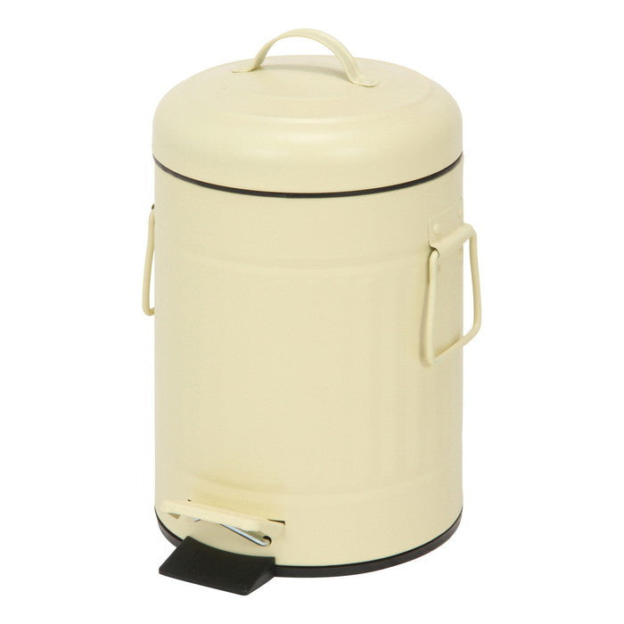 スチール ラウンド ペダルペール ごみ箱 ゴミ箱 ダストボックス 3L アイボリー 225×170×280 fj-34747の画像