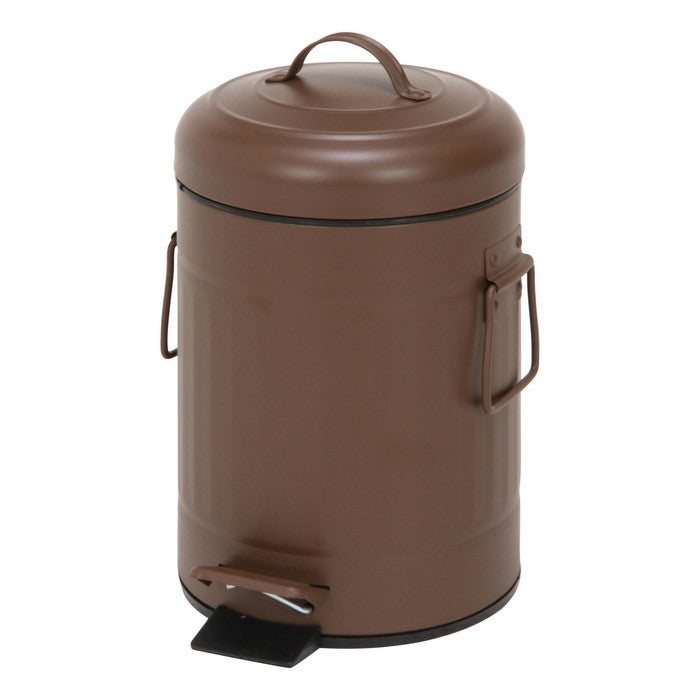 スチール ラウンド ペダルペール ごみ箱 ゴミ箱 ダストボックス 3L ブラウン 225×170×280 fj-34748の画像