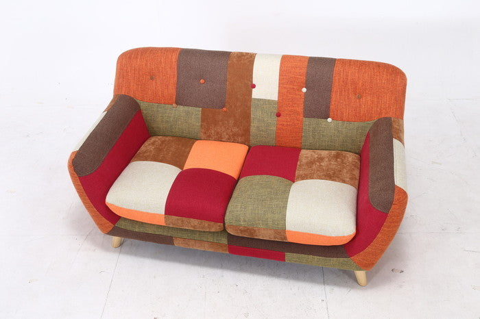 【大型配送】パッチワークソファ ラビスタ 2p OR オレンジ 1340×750×730 fj-34765の画像