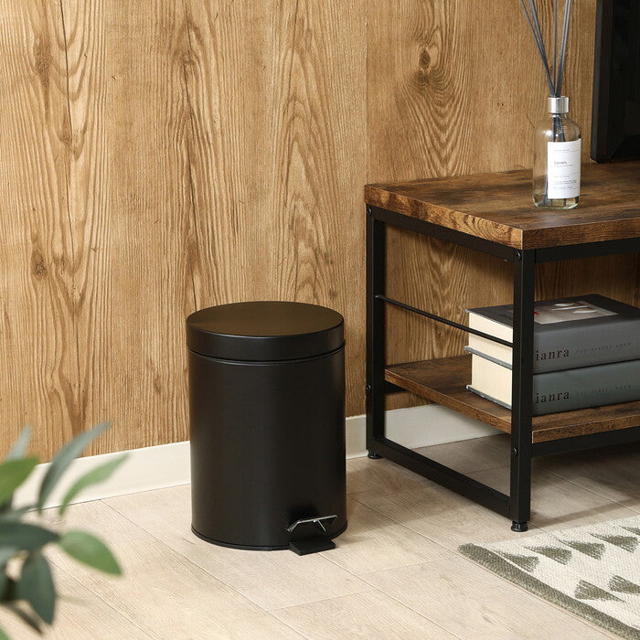 ゴミ箱 静かに閉まる 5L BK ブラック 完成品 W205×D260×H280mm 0.8kg fj-37697の画像