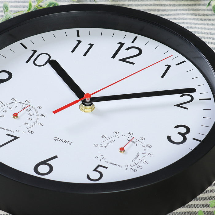 掛時計 温湿度計付 アーバン 25cm BK ブラック 幅250×奥行40×高さ250mm fj-37860の画像
