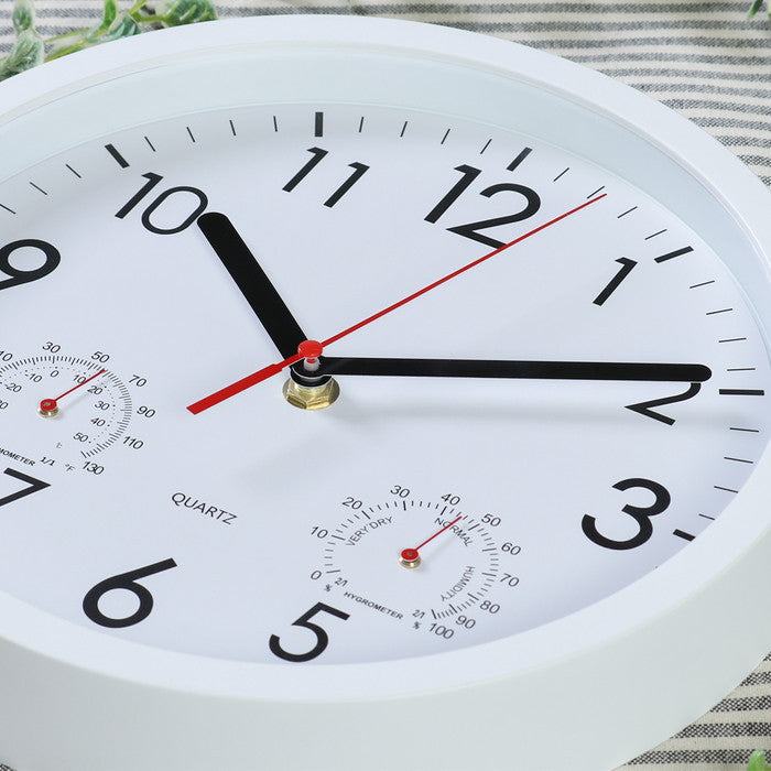 掛時計 温湿度計付 アーバン 25cm WH ホワイト 幅250×奥行40×高さ250mm fj-37861の画像