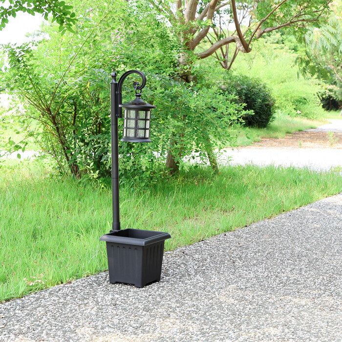 ソーラーライト LED H95cm プランター付 ブラック 組立品 W240×D250×H945mm 1.6kg fj-38438の画像