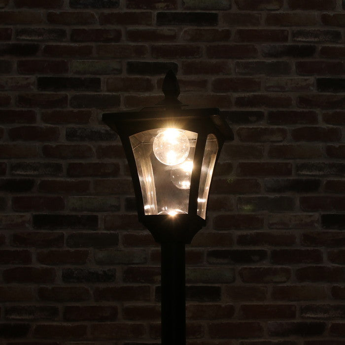 LEDソーラースタンドライト 1灯 プランター付き 黒 幅370×奥行370×高さ1760mm fj-38518の画像