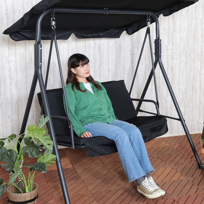 ブランコ 2P ポルド クッション付き BK ブラック 幅1400×奥行1100×高さ1530mm fj-38702の画像