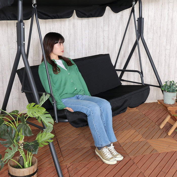 ブランコ 3P ポルド クッション付き BK ブラック 幅1700×奥行1100×高さ1530mm fj-38703の画像