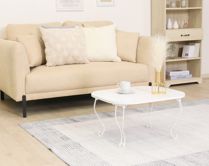 ねこ脚テーブル 6048 ホワイト 木目 ホワイト 幅600×奥行480×高さ315mm fj-38715の画像