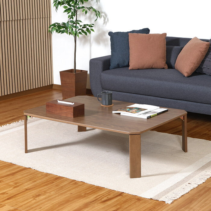 ローテーブル UVモダンローテーブル Latte ウォルナット 105x75 完成品 W1050×D750×H317mm 12.2kg fj-38829の画像