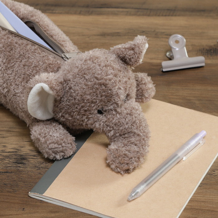 ペンケース アニマル BIG ぞう グレージュ 完成品 W160×D340×H95mm 0.07kg fj-41683の画像