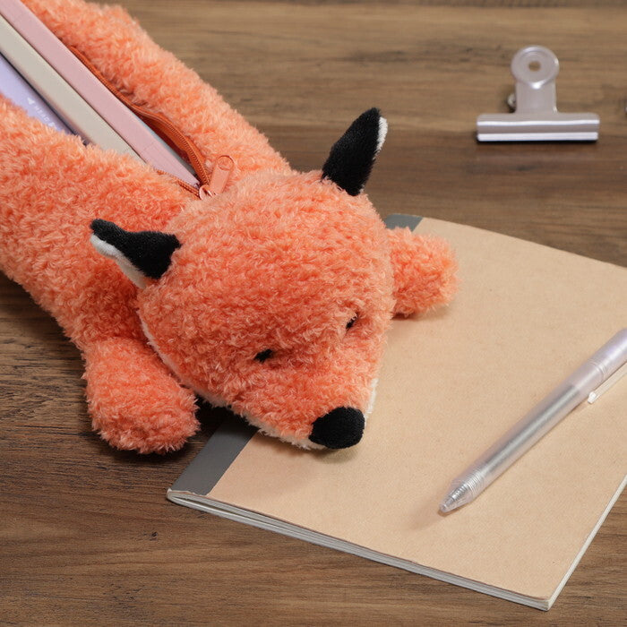 ペンケース アニマル BIG きつね オレンジ 完成品 W180×D330×H100mm 0.065kg fj-41684の画像