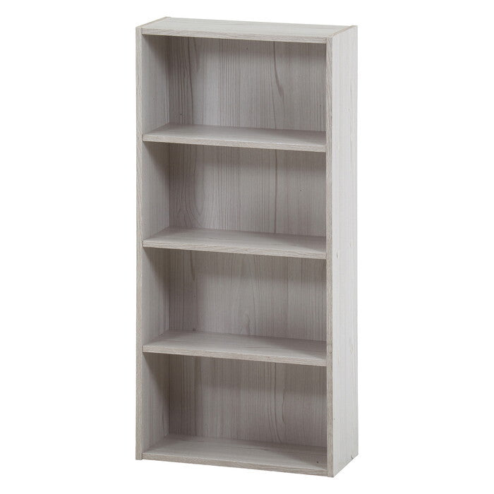 本棚 メディアラック BDラック BOOK&DVD ホワイトウォッシュ 組立品 W418×D185×H890mm 7kg fj-43870の画像