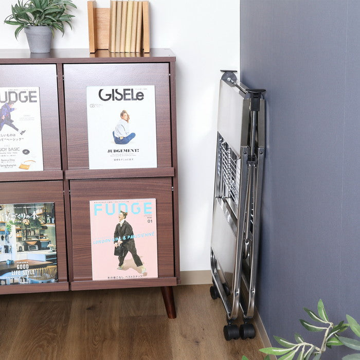 スタイリッシュフォールディングワゴン SG-0201-YM シルバー 幅680×奥行400×高さ700mm 折りたたみ 折り畳み fj-45058の画像