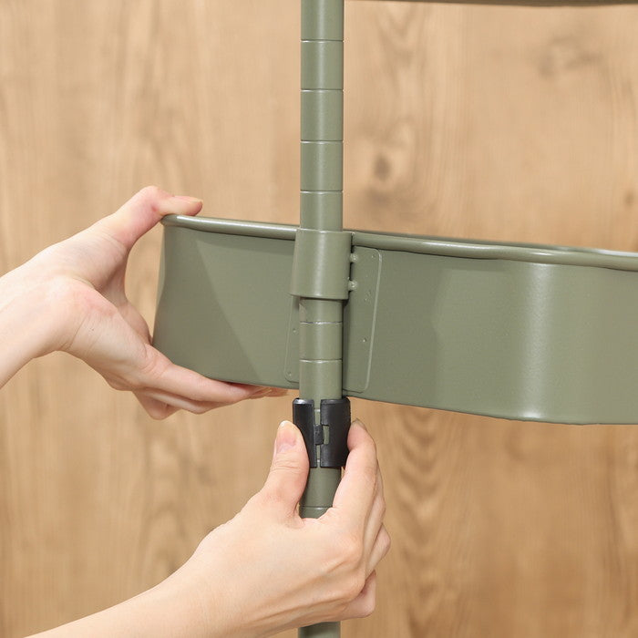 高さが調整できるワゴン マルシェ モスグリーン MH-0302-3MGR モスグリーン 幅420×奥行360×高さ780mm fj-45069の画像