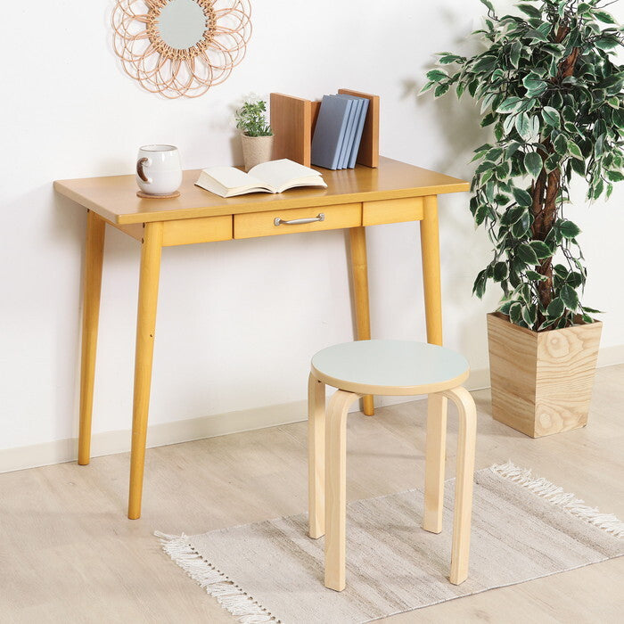 曲脚イス 木製 ブルーグレー座面 ナチュラル 完成品 W330×D330×H440mm 2.7kg fj-46078の画像