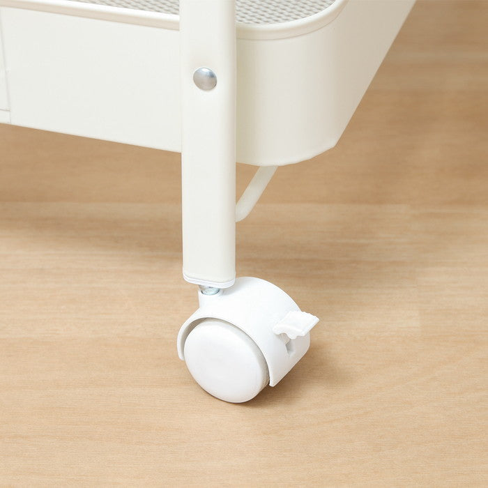 組立て楽な 折畳める 折りたたみ フォールディング ワゴン スパーク オフホワイト オフホワイト 艶消 幅433×奥行276×高さ732 fj-50614の画像