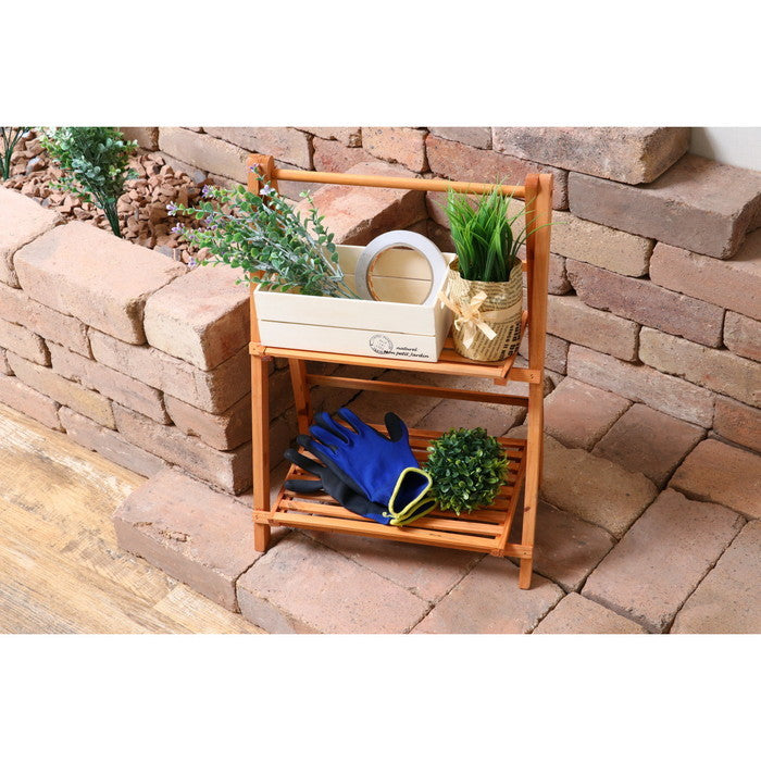 2段ラック ブラウン 幅360×奥行205×高さ460 fj-50621の画像