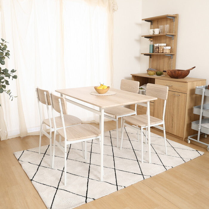 ダイニング5点セット KD アペックス ホワイトウォッシュ 組立品 W1100×D700×H755mm 26kg fj-51244の画像
