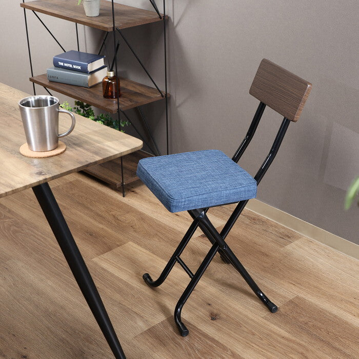 チェアー 厚座スリム ノエル デニム風 ブルー 完成品 W365×D460×H735mm 2.96kg fj-51430の画像