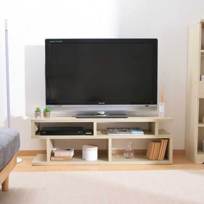 S字型テレビ台 TV台 120幅 オーク H5144 オーク 幅1177×奥行295×高さ384mm fj-51490の画像