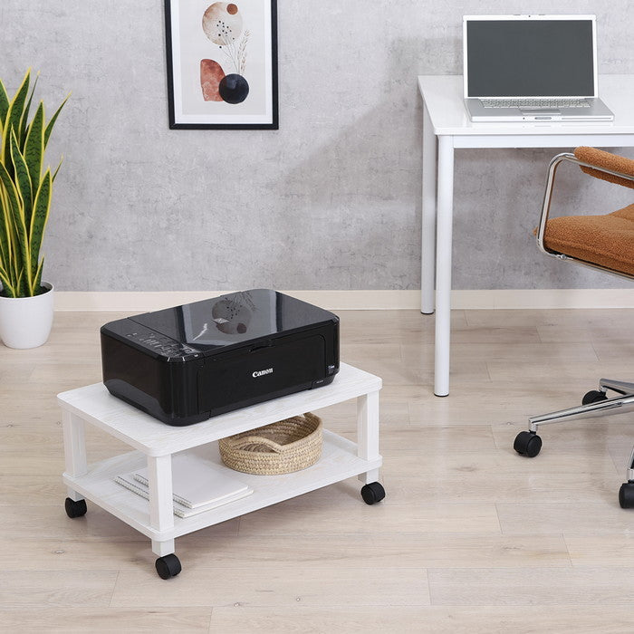 フィット マルチテーブル キャスター付 オークWH FBC612 オーク ホワイト 幅595×奥行390×高さ285mm fj-52266の画像