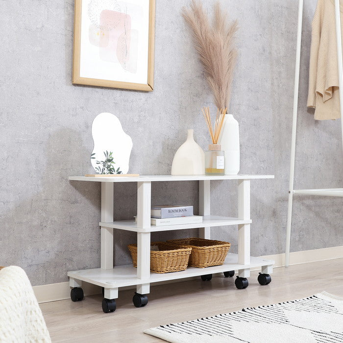 フィット テレビ台 TV台 キャスター付 オークWH FBC617 オーク ホワイト 幅800×奥行295×高さ445mm fj-52272の画像