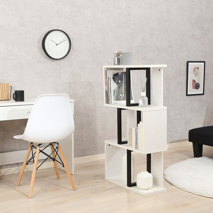 S字ディスプレイラック 3段 オークWH H2100 オークホワイト 幅590×奥行235×高さ1044mm fj-52280の画像