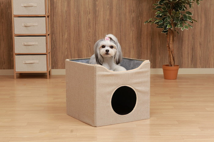 ペットハウス ルーフベッド付 BE ベージュ 400×400×375 fj-53718の画像