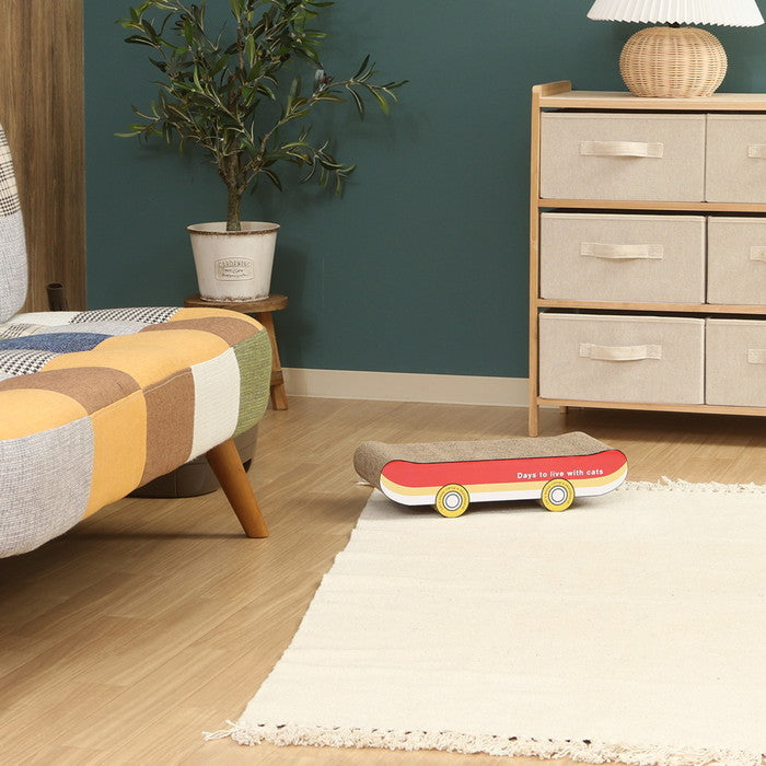 猫用 ネコ用 爪とぎ スケボー 68132 レッド 幅420×奥行190×高さ90 fj-54227の画像