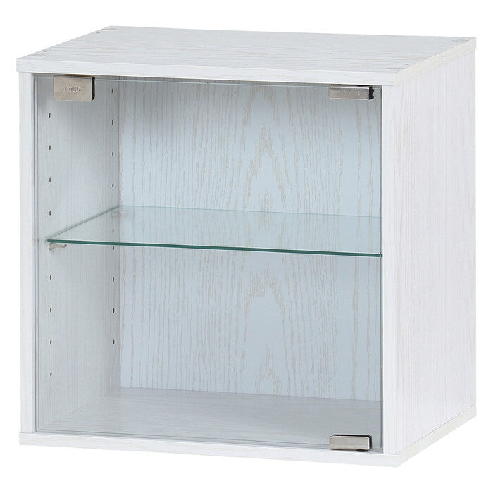 ボックス コレクション 前板ガラス オークWH オークホワイト 組立品 W381×D285×H379mm 5.2kg fj-54909の画像