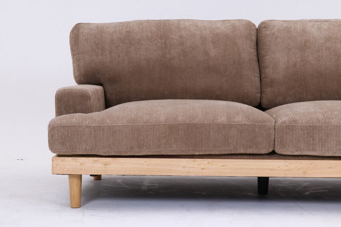 コーデュロイ ソファ フェリーチェ 3P BR ブラウン 1880×860×820 fj-55282の画像