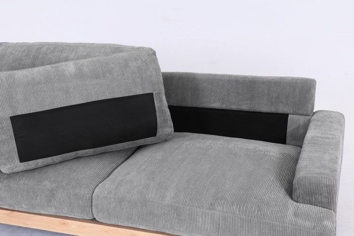 コーデュロイ ソファ フェリーチェ 3P GY グレー 1880×860×820 fj-55283の画像