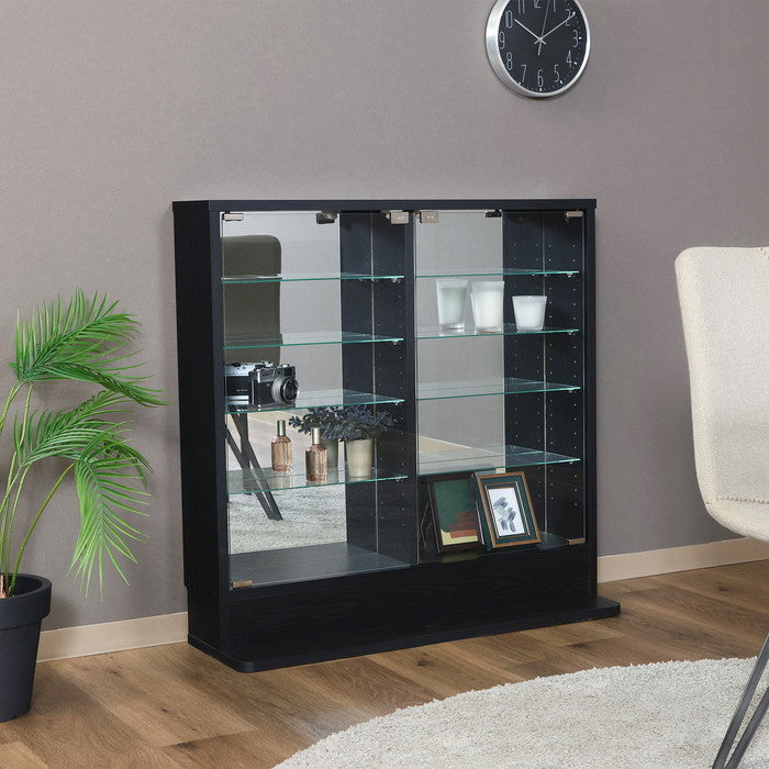 コレクション ラック TOR ロータイプ ミラー付き BK ブラック 幅900×奥行295×高さ900 fj-57083の画像