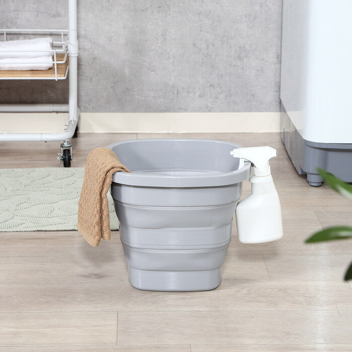折りたたみバケツ 10L グレー 完成品 W305×D315×H247mm 0.604kg fj-60685の画像