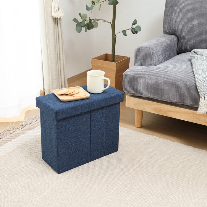 テーブルにもなる 収納 スツール スリム ネイビー 幅400×奥行215×高さ350 fj-61493の画像