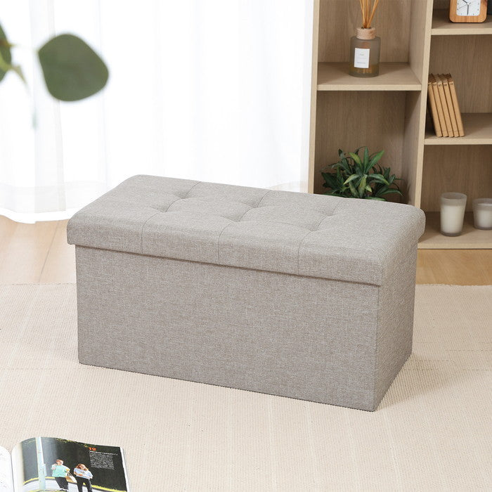 テーブルにもなる 収納 ベンチ ライトグレー 幅700×奥行350×高さ350 fj-61494の画像