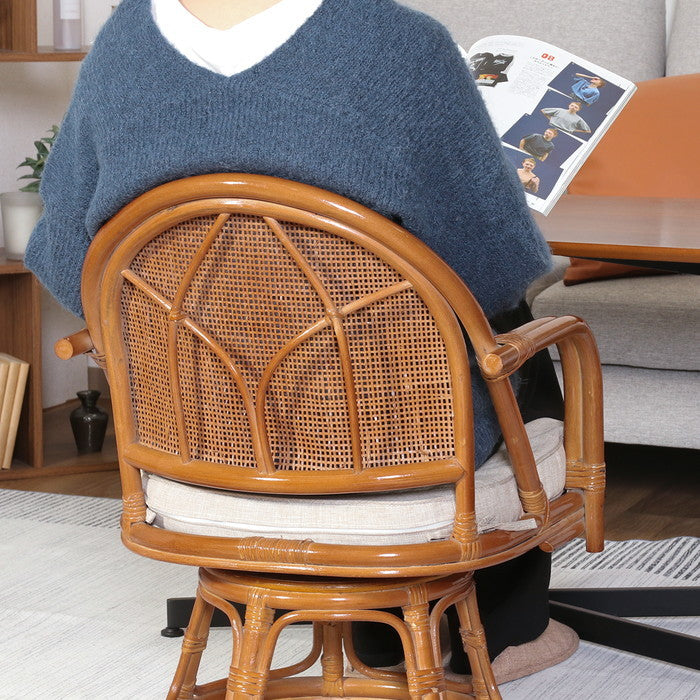 ラタン 回転チェア ミドル LBR?KD 1PC梱包 FBC-002 幅510×奥行540×高さ680mm fj-61872の画像