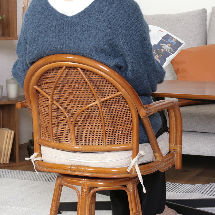 ラタン 回転チェア ハイ LBR?KD 1PC梱包 FBC-003 幅510×奥行540×高さ750mm fj-61873の画像