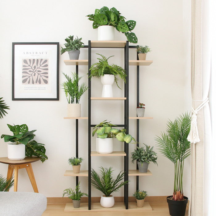 ディスプレイラック スタンド ワイド BK ブラック 幅750×奥行225×高さ1450mm fj-63763の画像