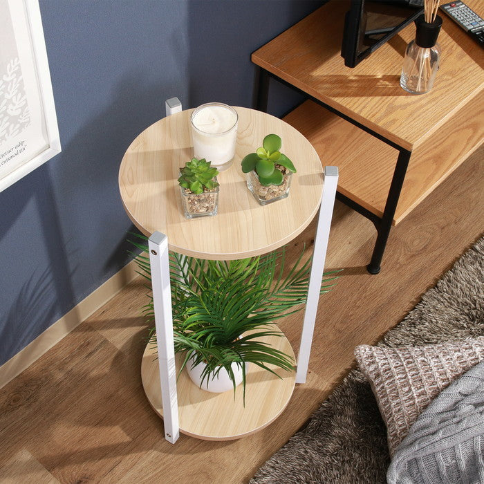 ディスプレイラック スタンド2段 WH ホワイト 幅310×奥行330×高さ600mm fj-63770の画像