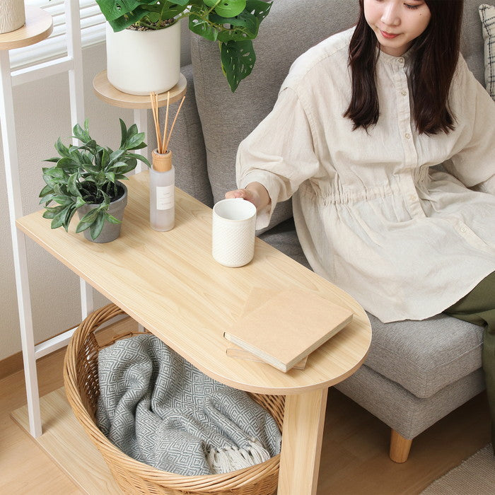 ディスプレイサイドテーブル W84 WH ホワイト 幅840×奥行500×高さ1200mm fj-63776の画像