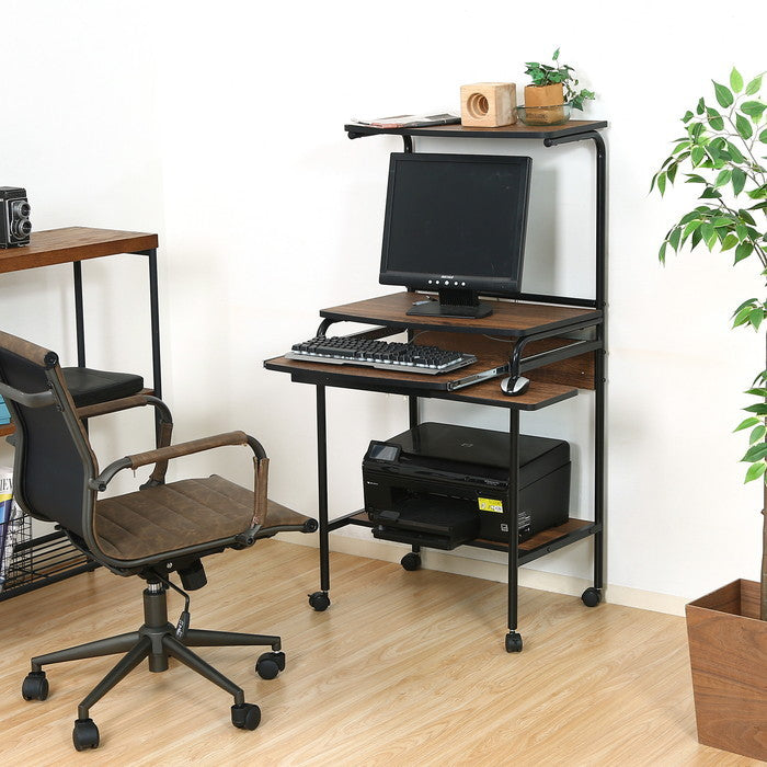 シンプルPCデスク フィット BR ブラウン ブラック 600×480×1220 fj-66741の画像