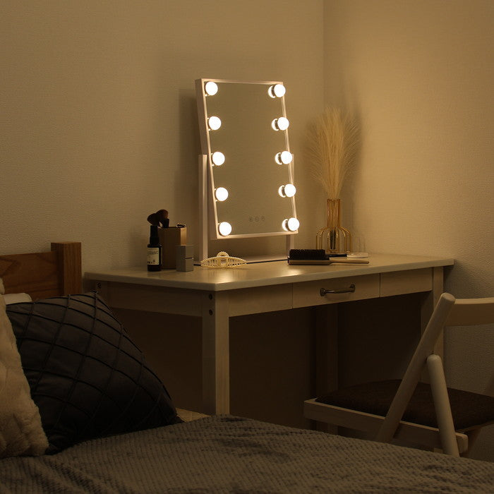 プレミアムLEDミラー yumeka WH LED-365 ホワイト 幅365×奥行120×高さ464mm fj-67782の画像