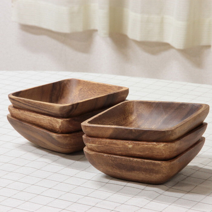 スクエアボウル アカシア M ブラウン 完成品 W150×D150×H50mm 0.18kg fj-69394の画像