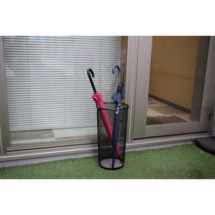 メッシュ 傘立テ(大)(直径25.5x50)BK ブラック 255×255×500 fj-69809の画像