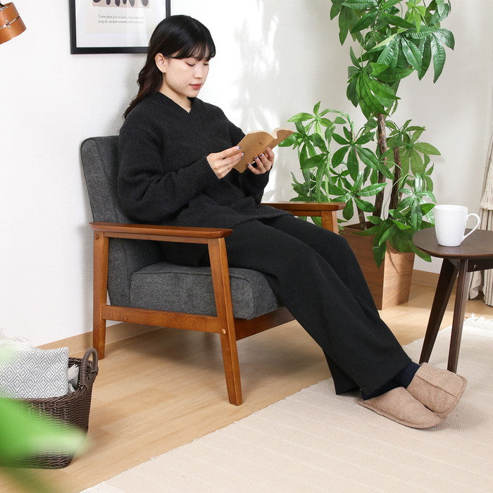 厚手ファブリックソファ ミート 1P GY 71732 グレー 幅640×奥行720×高さ700mm fj-71732の画像