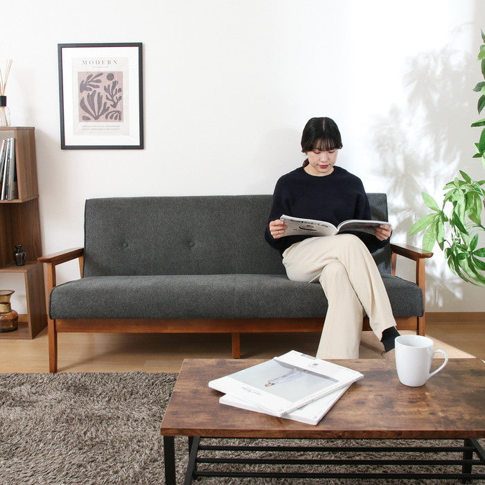 厚手ファブリックソファ ミート 3P GY 71736 グレー 幅1660×奥行720×高さ700mm fj-71736の画像